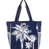Navy / White Palm Tree Shoulder Tote