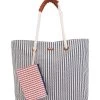Striped Shoulder Tote W/ Matching Small Bag