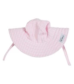 Girls' Pink Gingham Seersucker UPF 50+ Summer Splash Swim Hat