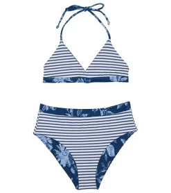 Splendid Girls' Double Dutch Reversible Wrap Two Piece Bikini Set (Big Kid) -Swimming Equipment 7437455196328 chambray 3a