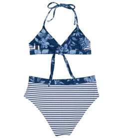 Splendid Girls' Double Dutch Reversible Wrap Two Piece Bikini Set (Big Kid) -Swimming Equipment 7437455196328 chambray 4a