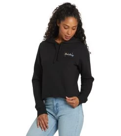 HURLEY Women's Helena Cut Off Pullover Hoodie -Swimming Equipment 7471953019048 caviar 4a