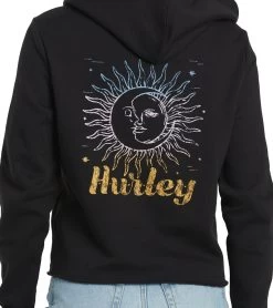 HURLEY Women's Helena Cut Off Pullover Hoodie -Swimming Equipment 7471953019048 caviar 5a