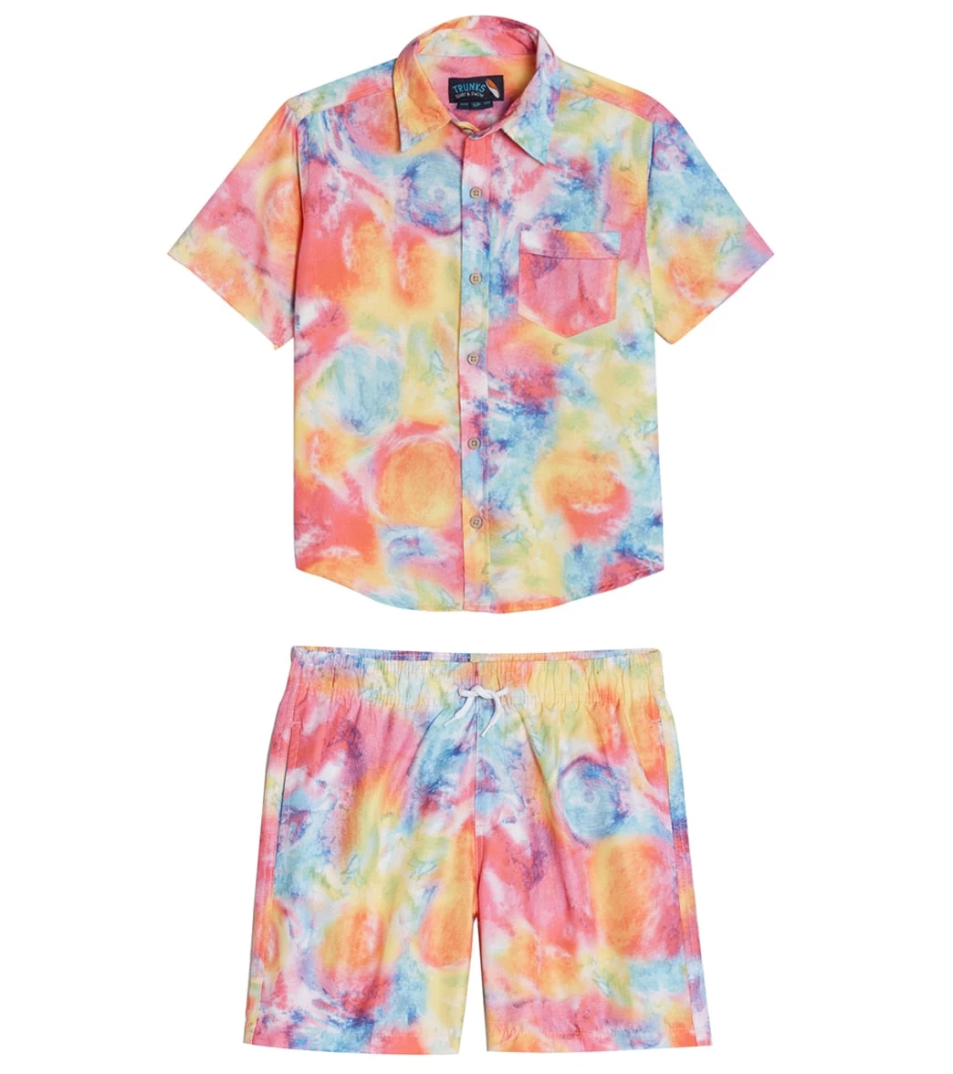 Boys' Bright Tie Dye Camp Shirt & Swim Trunks Set (Big Kid) 1 Boys' Bright Tie Dye Camp Shirt & Swim Trunks Set (Big Kid)