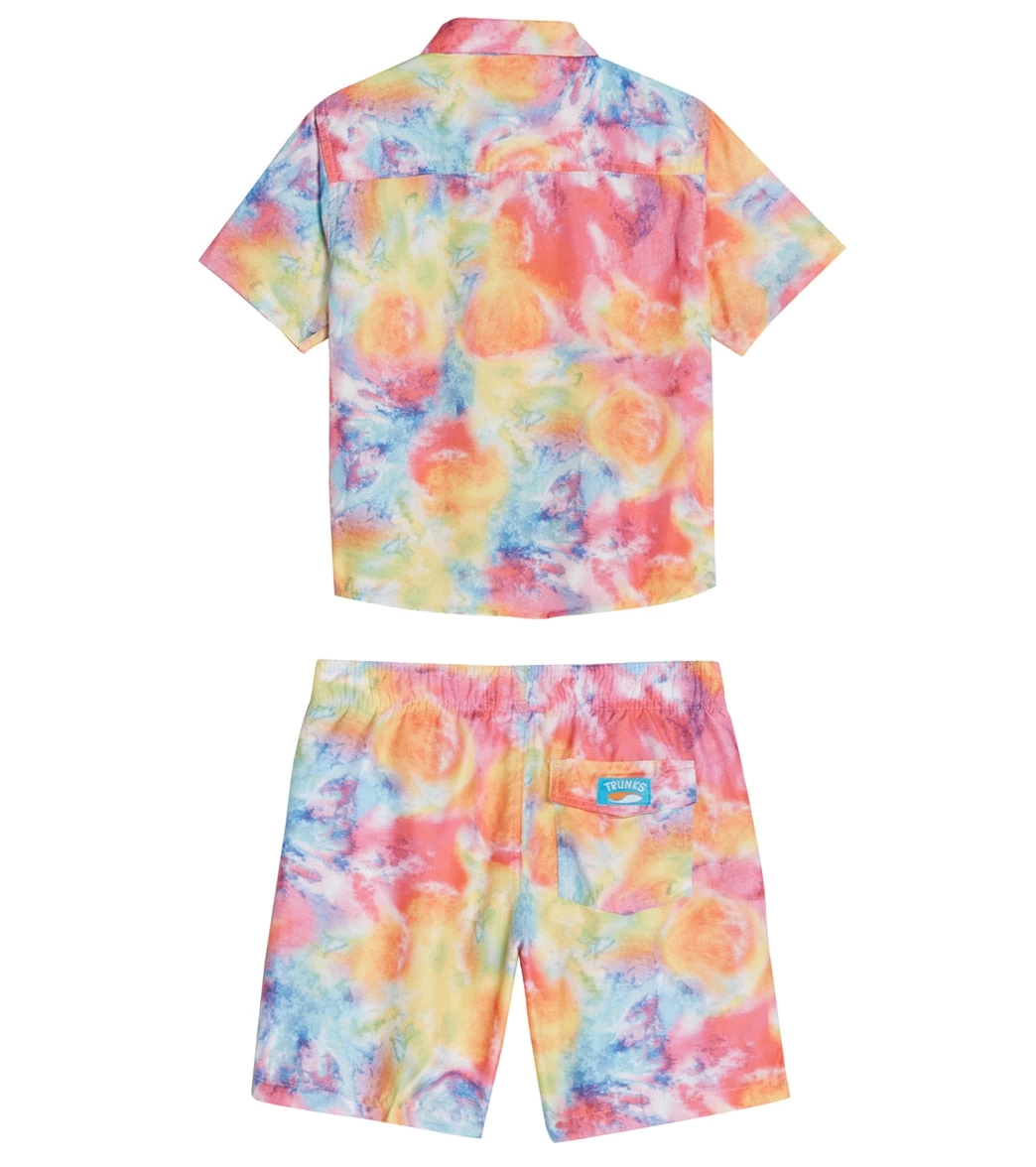 Boys' Bright Tie Dye Camp Shirt & Swim Trunks Set (Big Kid) 2 Boys' Bright Tie Dye Camp Shirt & Swim Trunks Set (Big Kid) - Image 2