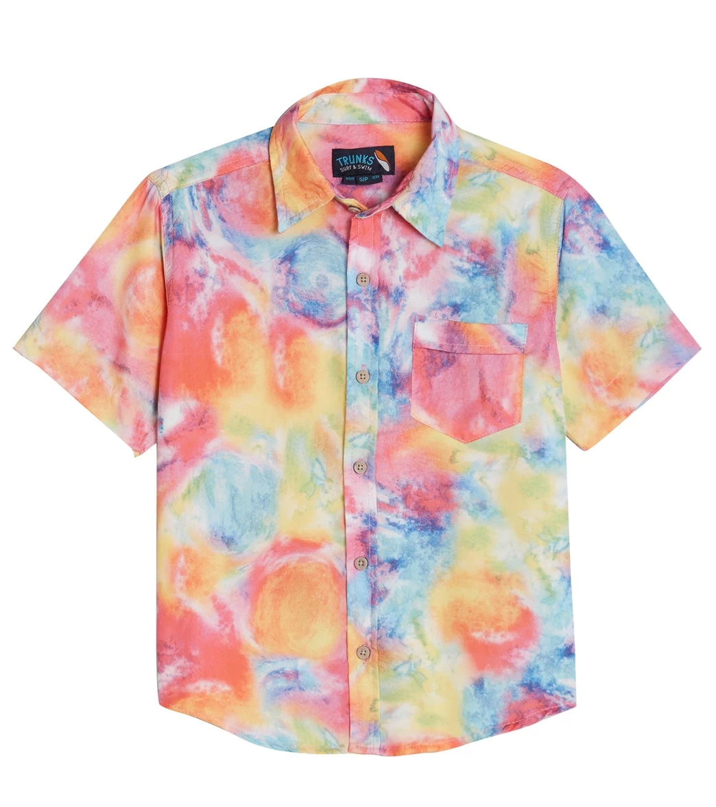 Boys' Bright Tie Dye Camp Shirt & Swim Trunks Set (Big Kid) 3 Boys' Bright Tie Dye Camp Shirt & Swim Trunks Set (Big Kid) - Image 3