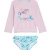 Girls' Beach Happy Two Piece Long Sleeve Rashguard Set (Baby, Toddler)