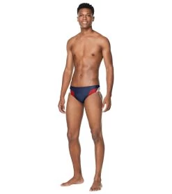 Speedo Men's Edge Splice Brief Swimsuit -Swimming Equipment 7510243508392 navyred 3a