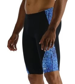 TYR Men's Atolla Blade Jammer Swimsuit 9 TYR Men's Atolla Blade Jammer Swimsuit -Swimming Equipment 7539503399080 blue 4a