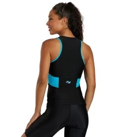 Zone3 Women's Activate Tri Top -Swimming Equipment 7583264538792 blackturquoise 3a