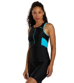 Zone3 Women's Activate Tri Top -Swimming Equipment 7583264538792 blackturquoise 4a