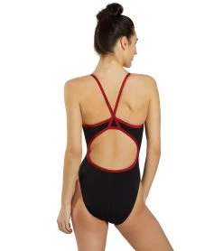 HydroLast Piped Thin Strap One Piece Swimsuit 8 HydroLast Piped Thin Strap One Piece Swimsuit -Swimming Equipment 7595852628136 blackmaroon 3a
