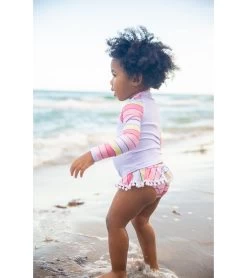 Girls' Surf Babe Long Sleeve Ruffle Two Piece Swim Set (Baby) 6 Girls' Surf Babe Long Sleeve Ruffle Two Piece Swim Set (Baby) -Swimming Equipment 7600910467240 sunsetstripe 3a