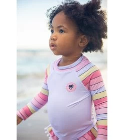 Girls' Surf Babe Long Sleeve Ruffle Two Piece Swim Set (Baby) 7 Girls' Surf Babe Long Sleeve Ruffle Two Piece Swim Set (Baby) -Swimming Equipment 7600910467240 sunsetstripe 4a