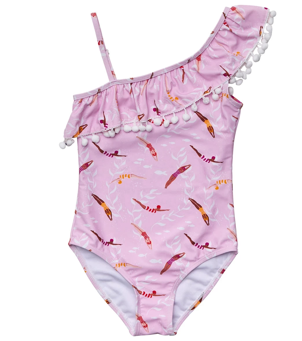 Girls' Diving Diva One Shoulder Frill One Piece Swimsuit (Toddler, Little Kid, Big Kid) 1 Girls' Diving Diva One Shoulder Frill One Piece Swimsuit (Toddler, Little Kid, Big Kid)