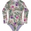 Splendid Girls' Panama Garden Long Sleeve One Piece Swimsuit (Big Kid)