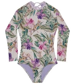 Splendid Girls' Panama Garden Long Sleeve One Piece Swimsuit (Big Kid)