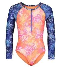 Under Armour Girls' UA Animal Tropic Long Sleeve One Piece Swimsuit (Toddler, Little Kid)