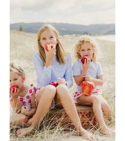 Girls' Cornflower Stripe Long Sleeve Rashguard (Toddler, Little Kid, Big Kid) -Swimming Equipment 7652778705064 blue 4a