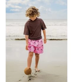 Boys' Palm Paradise Sustainable Volley Shorts (Toddler, Little Kid, Big Kid) 9 Boys' Palm Paradise Sustainable Volley Shorts (Toddler, Little Kid, Big Kid) -Swimming Equipment 7652780277928 pink 3a